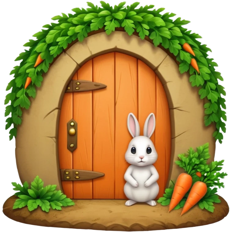 Rabbit burrow with carrot door emoji