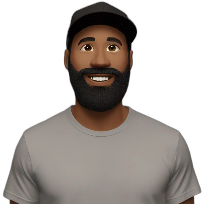 man face brown beard black black stl baseball hat emoji