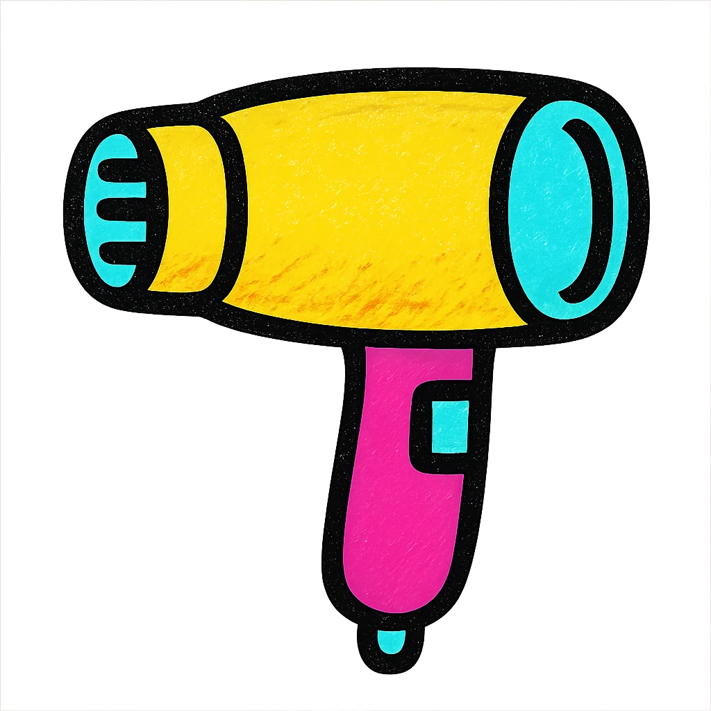 A colorful and bright hair dryer. emoji