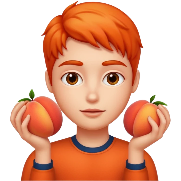 Touching the peach with a finger. emoji