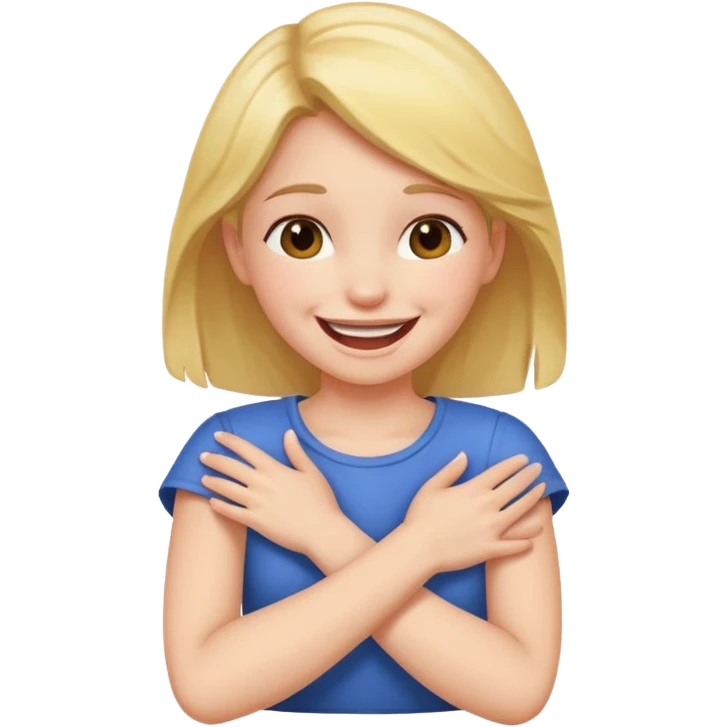 A girl crossing her arm holding her neck laughing  emoji