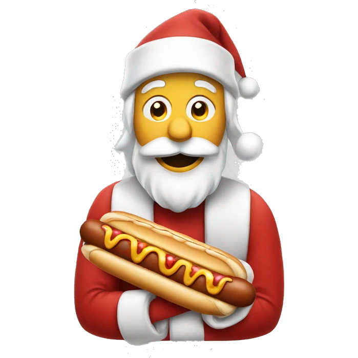Santa eating a hotdog emoji