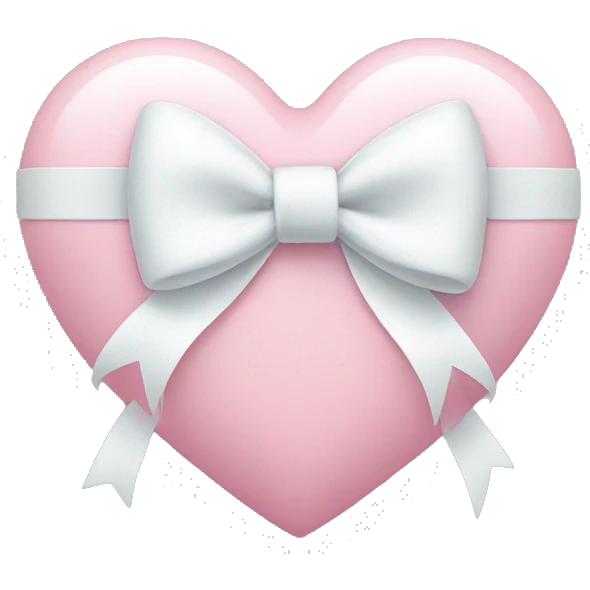Pastel pink heart with white bow emoji