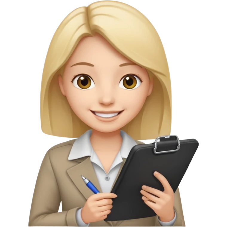 a survey research interviewer asking questions and recording data emoji