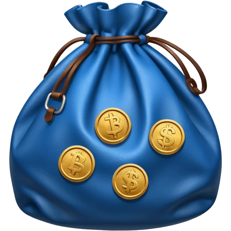 blue coins inside brown money bag emoji