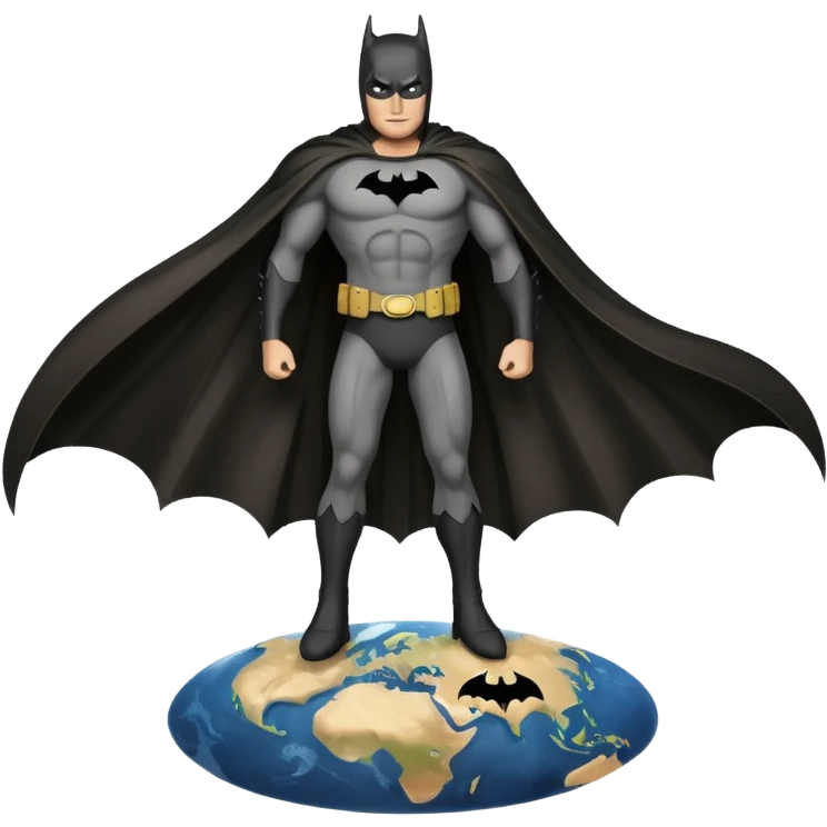 Batman standing on top of the world, cape flowing emoji