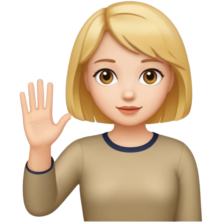 girl with milled bob hair waving emoji
