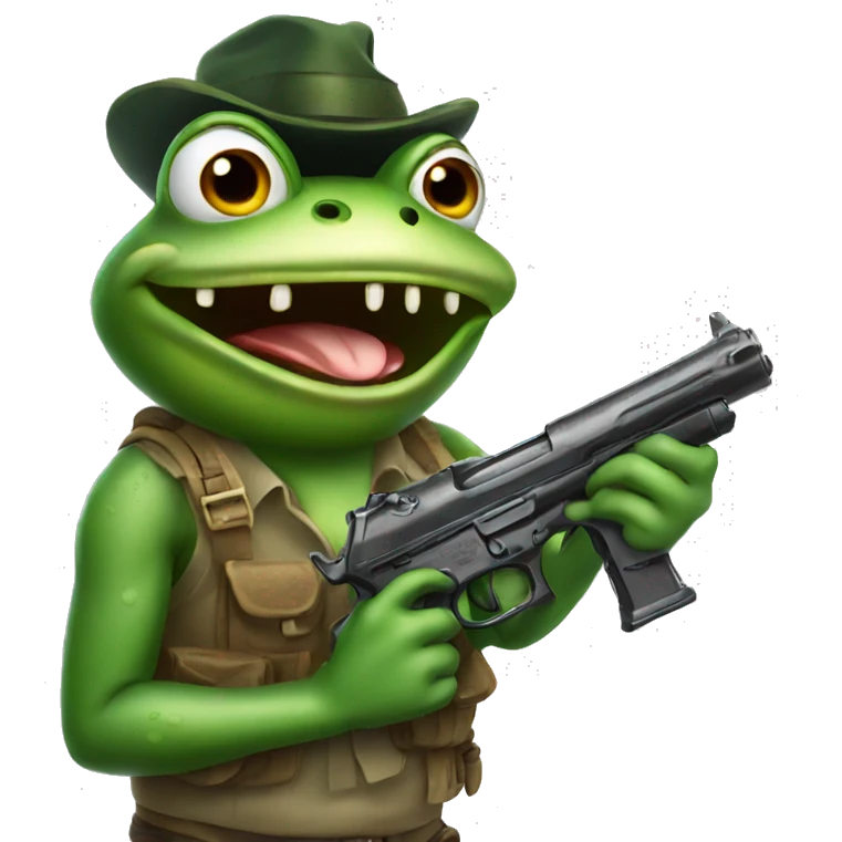 Frog with gun emoji