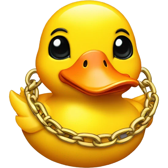 yellow duck with orange beak and gold chain around its neck with helicopter helmet emoji