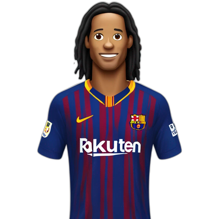 Ronaldinho Gaucho Face with jersey of Football Club Barcelona emoji
