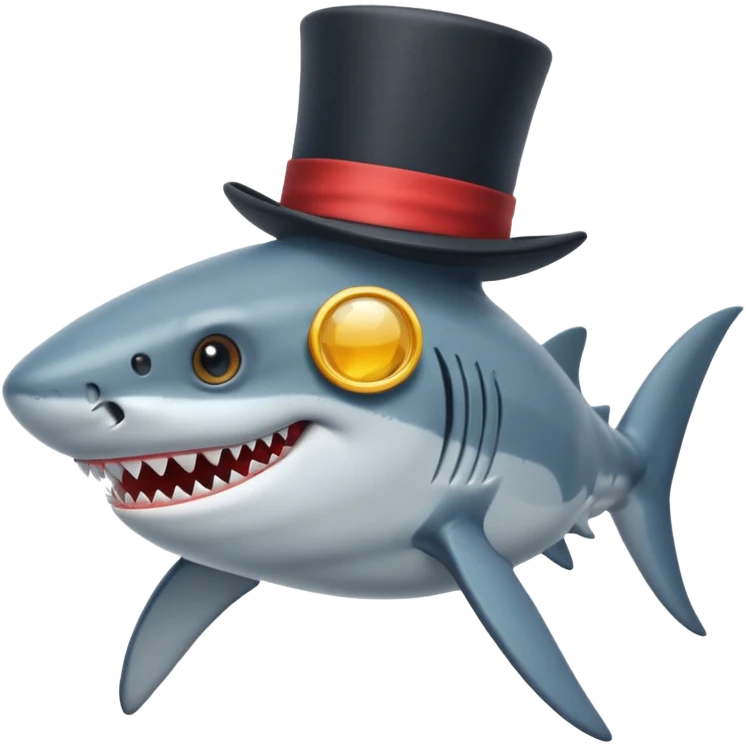 Shark with a top hat emoji