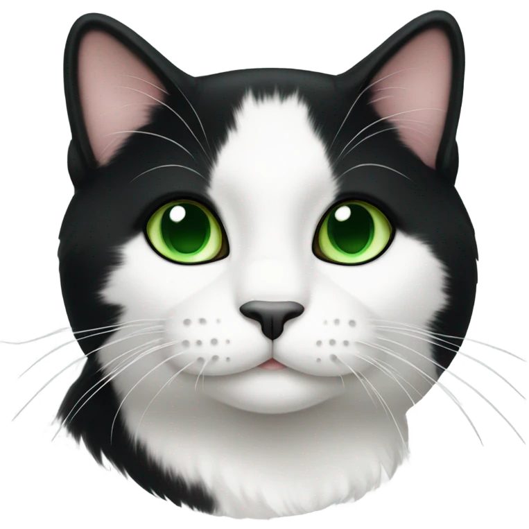 Tuxedo cat with green eyes and white paws emoji