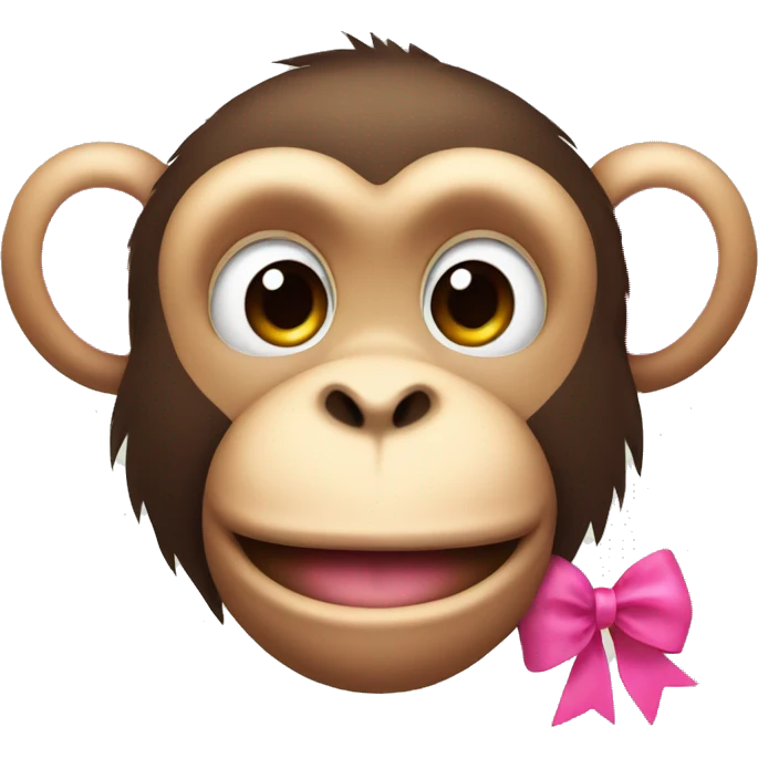 cute monkey face with pink bow on ear emoji