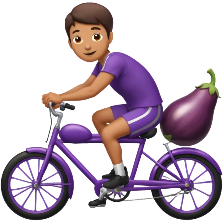 Guy riding egg plant like a bike emoji