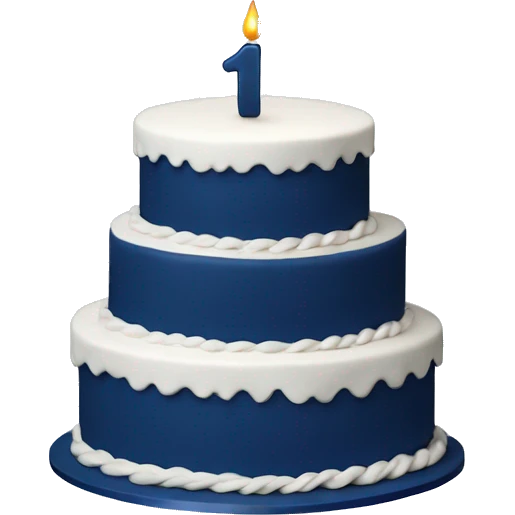 Navy Blue and white birthday cake emoji