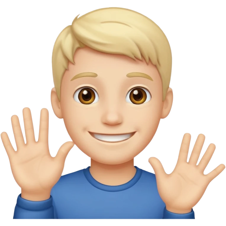 Male boy saying hi emoji