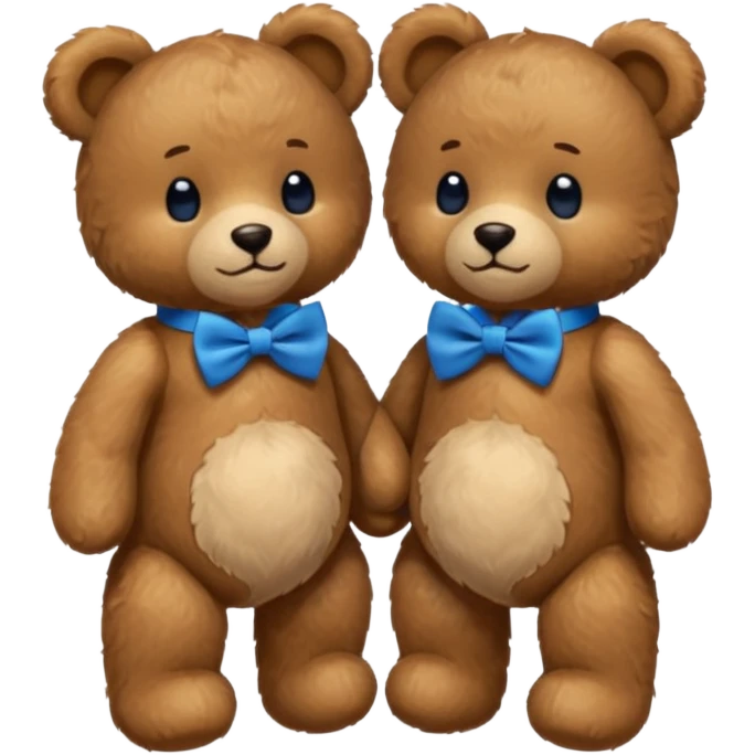 sweet twin teddy same bears with blue bow tie emoji