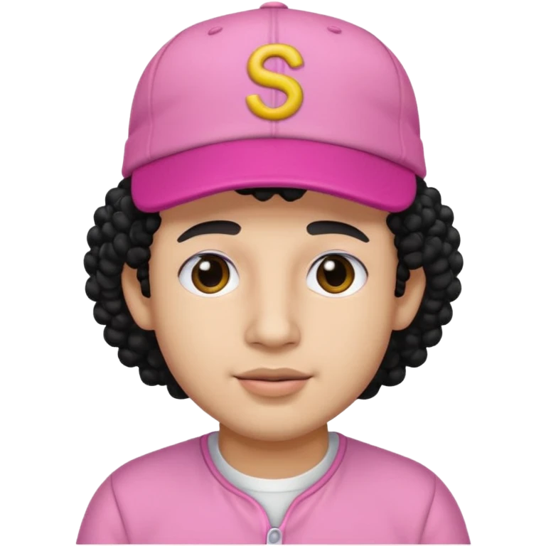 Papi Santana, Rosa keps & svart lockigt hår (kille) emoji