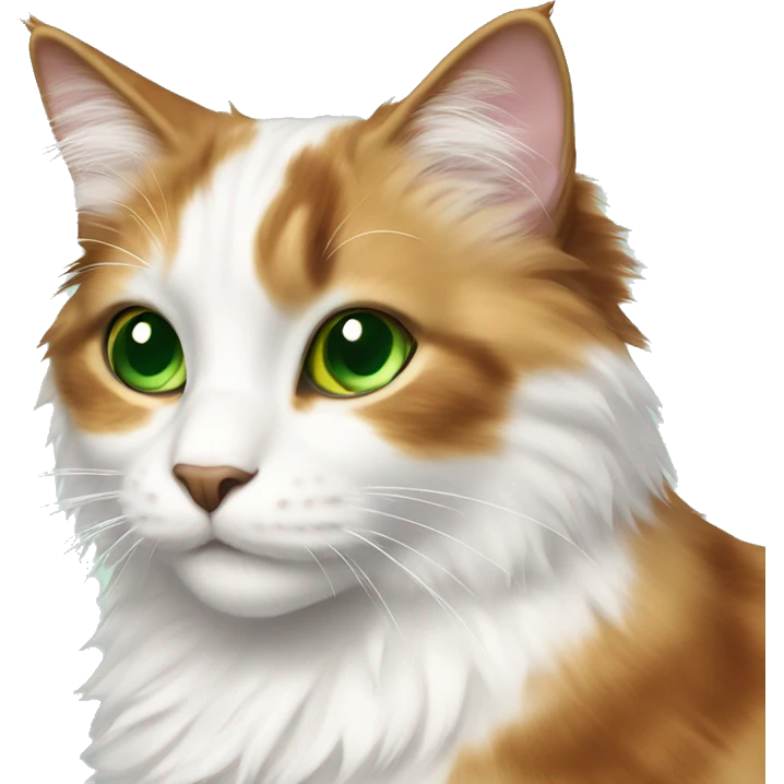  fluffy white calico cat with green eyes emoji