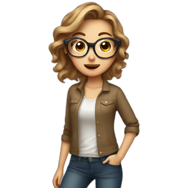 cute light brown haired girl with large frame glasses farting emoji