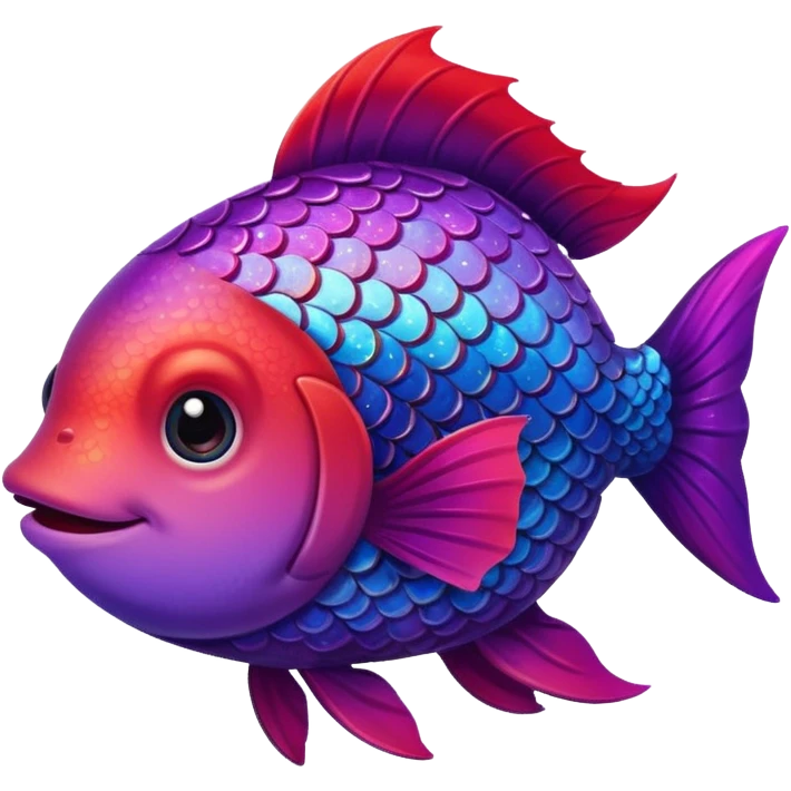 color gradient between red and purple glitter cute happy fish emoji