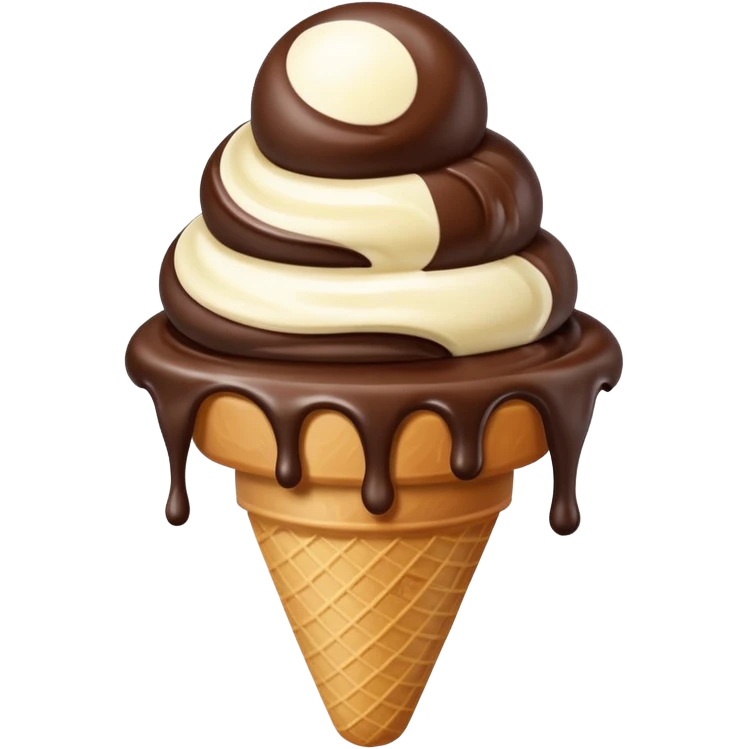 melted white and dark chocolate ice cream emoji