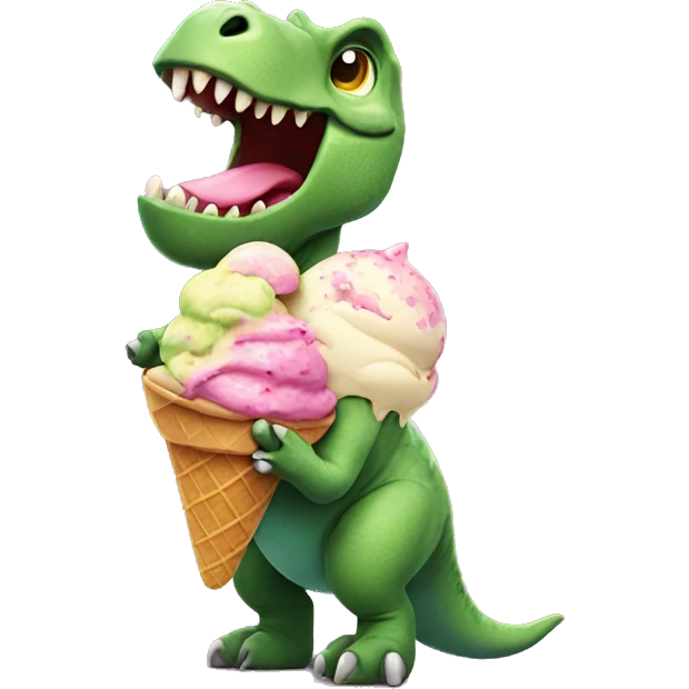Dinosaur with ice cream emoji