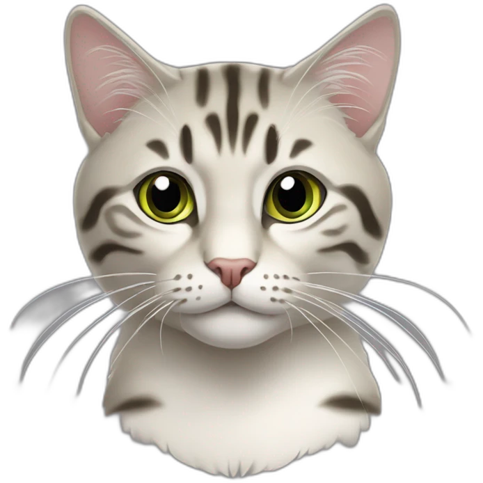 Котик с зелёными глазами лежит, все тело  emoji