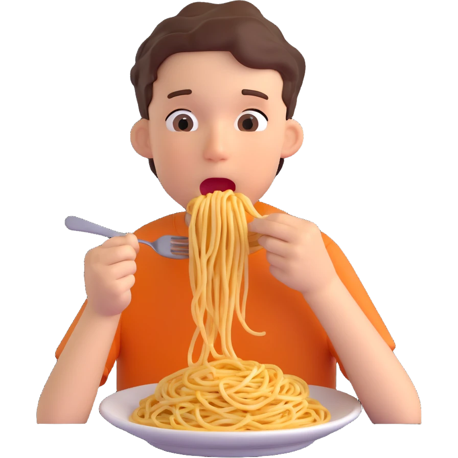 a boy eating spaghetti emoji