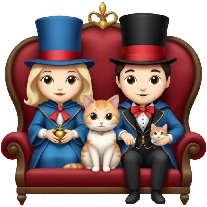 magician couple and their pet cat emoji