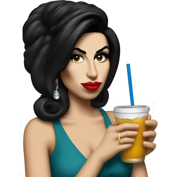 Amy Winehouse with drink emoji