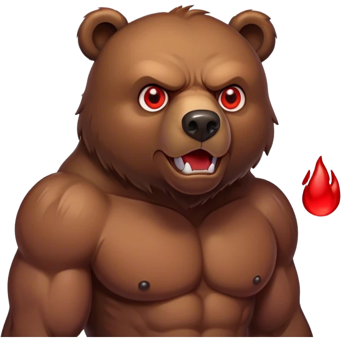 angry buff bear with red eyes and human like muscles emoji