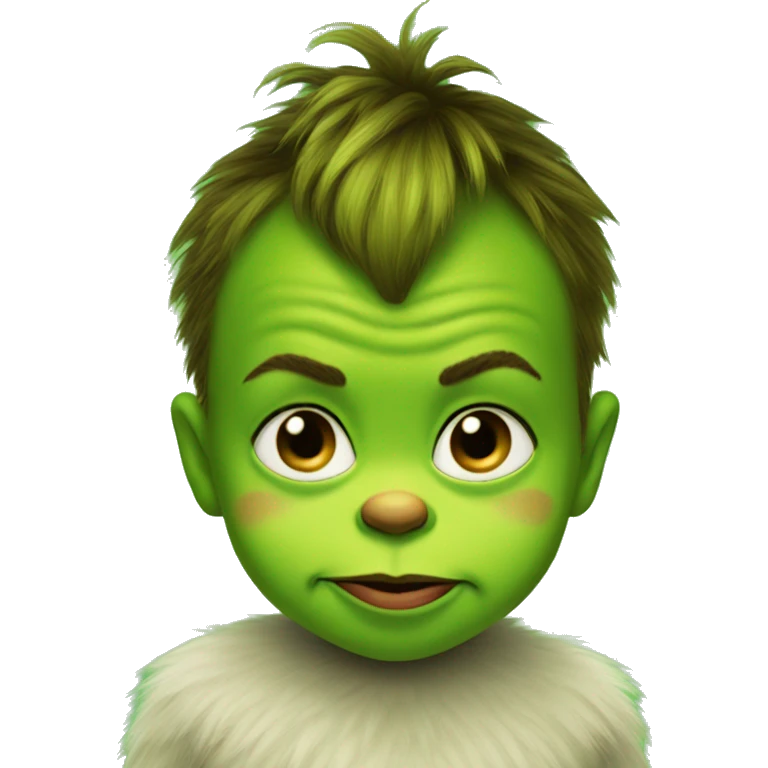 Baby dressed as the grinch emoji