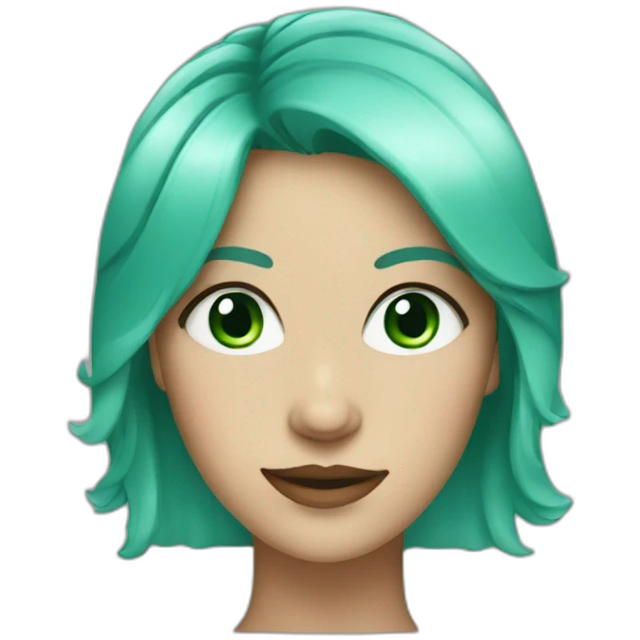 woman with blue eyes ande green hair  emoji