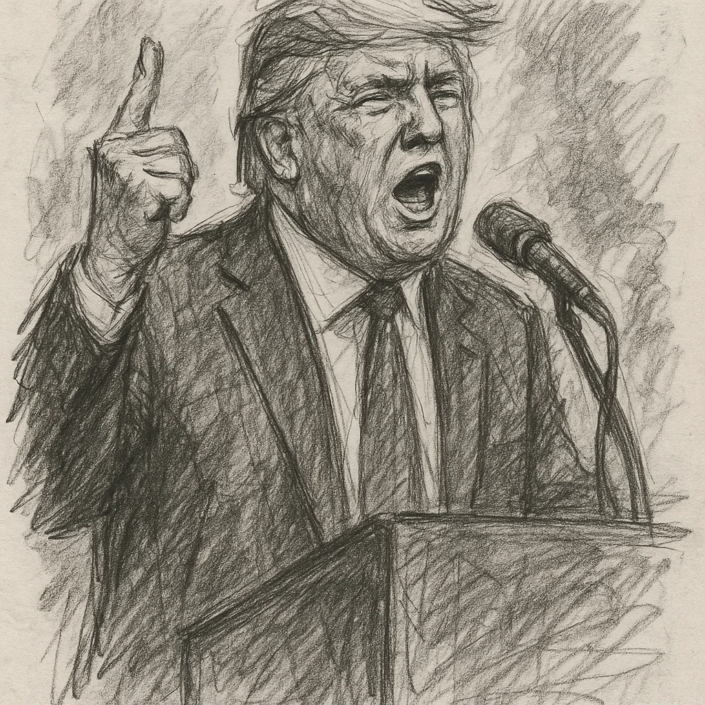Donald Trump speaking at a rally emoji