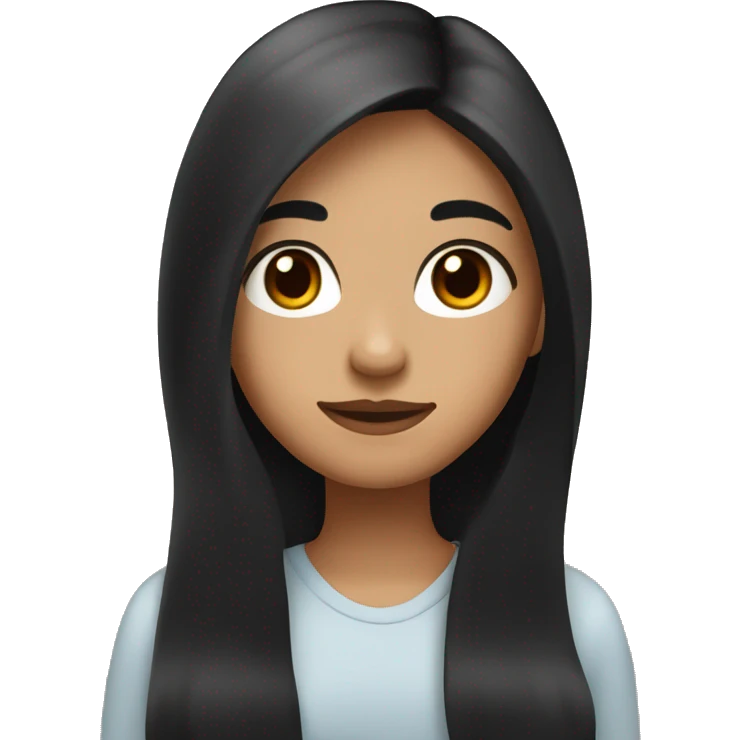 Girl with black long hair and brown eyes and light brown skin with a mole on her left side of her nose emoji