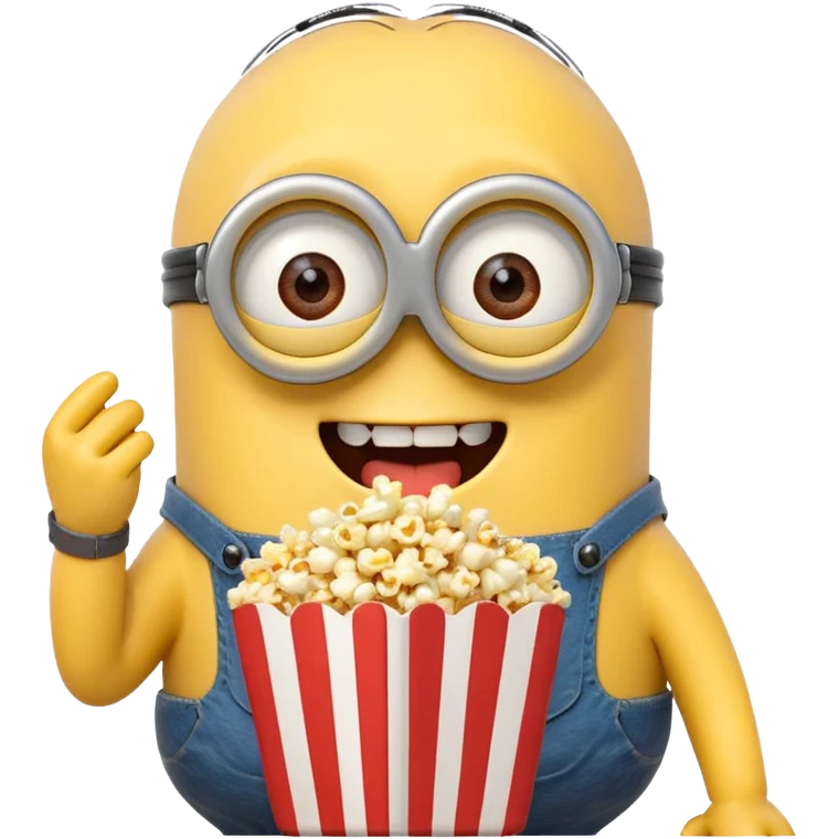 Laughing minion eating popcorn emoji