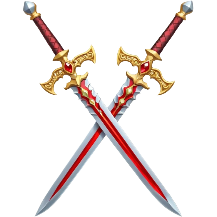 Two Golden royal swords with red gems emoji