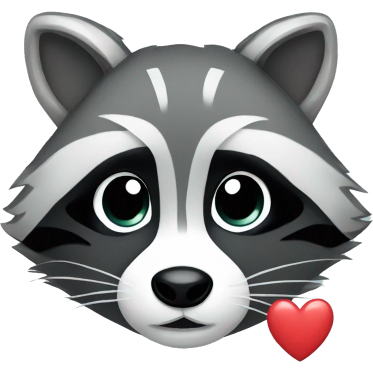 Raccoon with white heart emoji