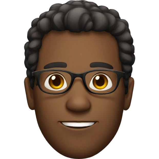 A man with Brazilian characteristics with cut hair, glasses and dark skin emoji