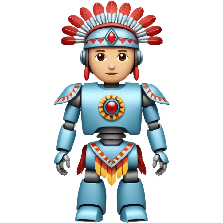 Full Robotic figure wearing native American regalia emoji