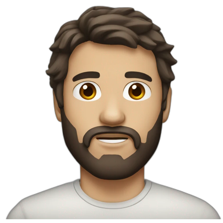 Dark brown hair mullet and short beard emoji
