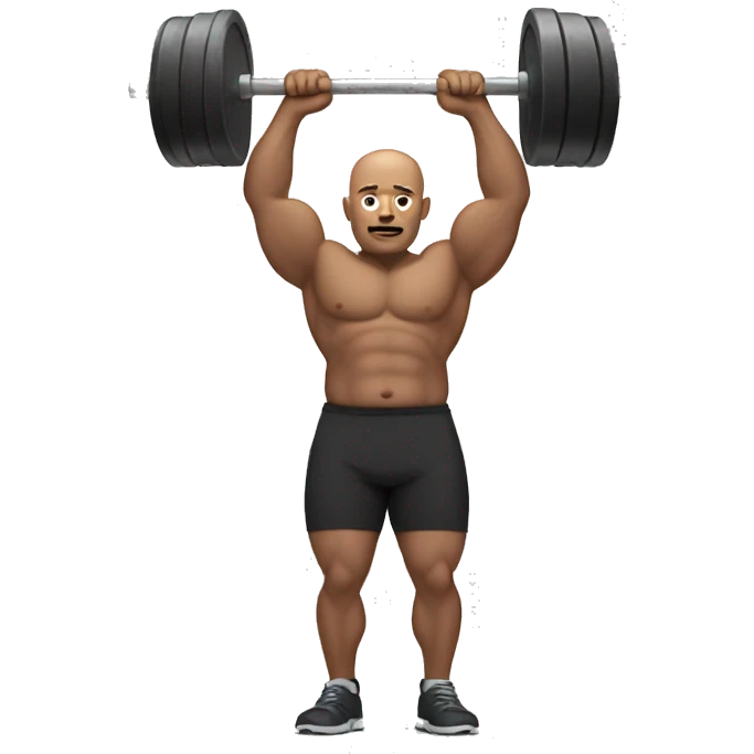 Chunky bald man lifting weights emoji