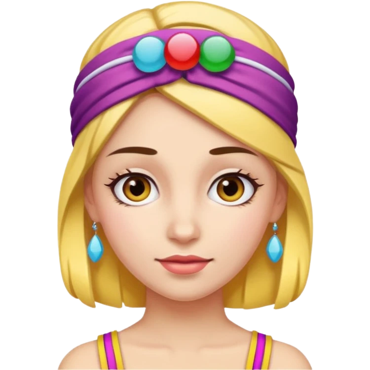a woman with a colorful headband emoji