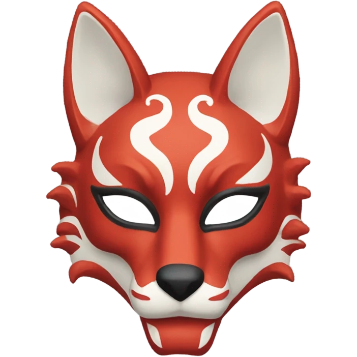 red kitsune mask, slight smile emoji