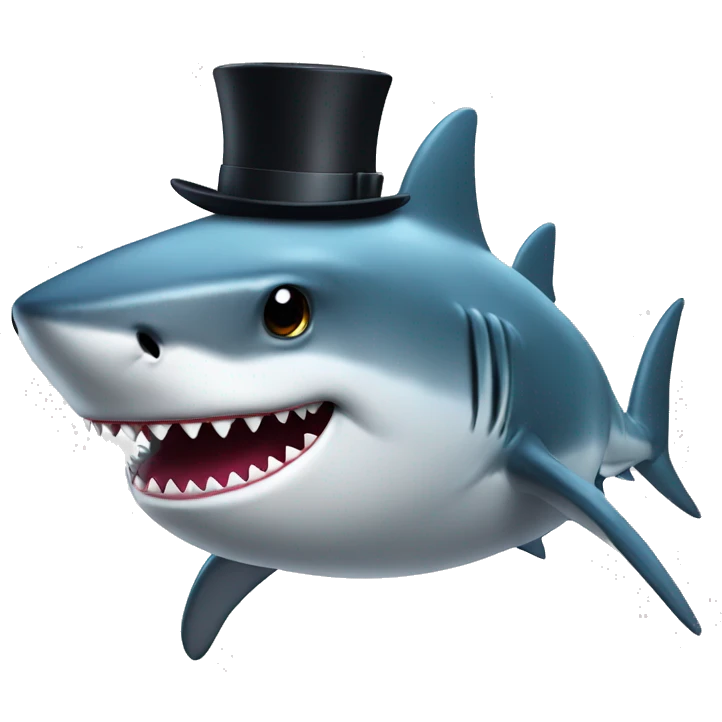 Shark with a top hat emoji