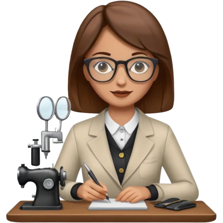 tailor woman with brown hair and glasses emoji