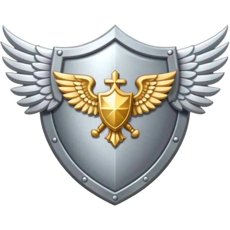 holy emblem with silver wings and shield in the middle emoji
