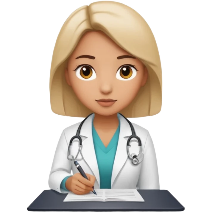 woman medic signing contract for job emoji