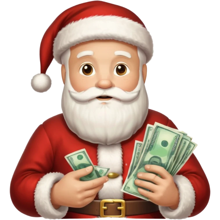 santa with money and instgarm logo emoji